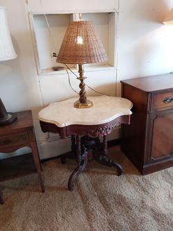 Marble top end table with stach