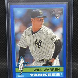 2025 Topps Heritage #281 Will Warren (RC) Dark Blue Border-New York Yankees