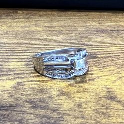 10k White Gold Diamond Engagement Ring Set Sz 6.5 #93092-1