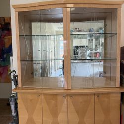 Solid Two-Piece Modern China Cabinet – Built to Last (Very Heavy)