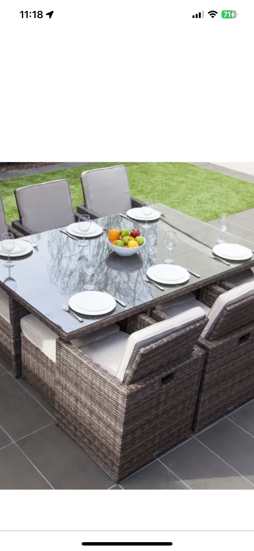 Outdoor Table Dinning Set With Cushions 