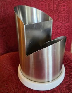 Kitchen Item Utensil Holder - Stainless Steel White Porcelain *Please Read Description