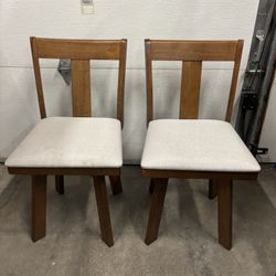 New Set of 2 Swivel Wooden Dining Chairs