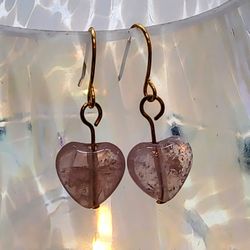 Rose Quartz And Gold Heart Earrings