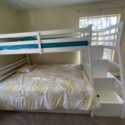 White Full And Twin Triple Bunk Bed