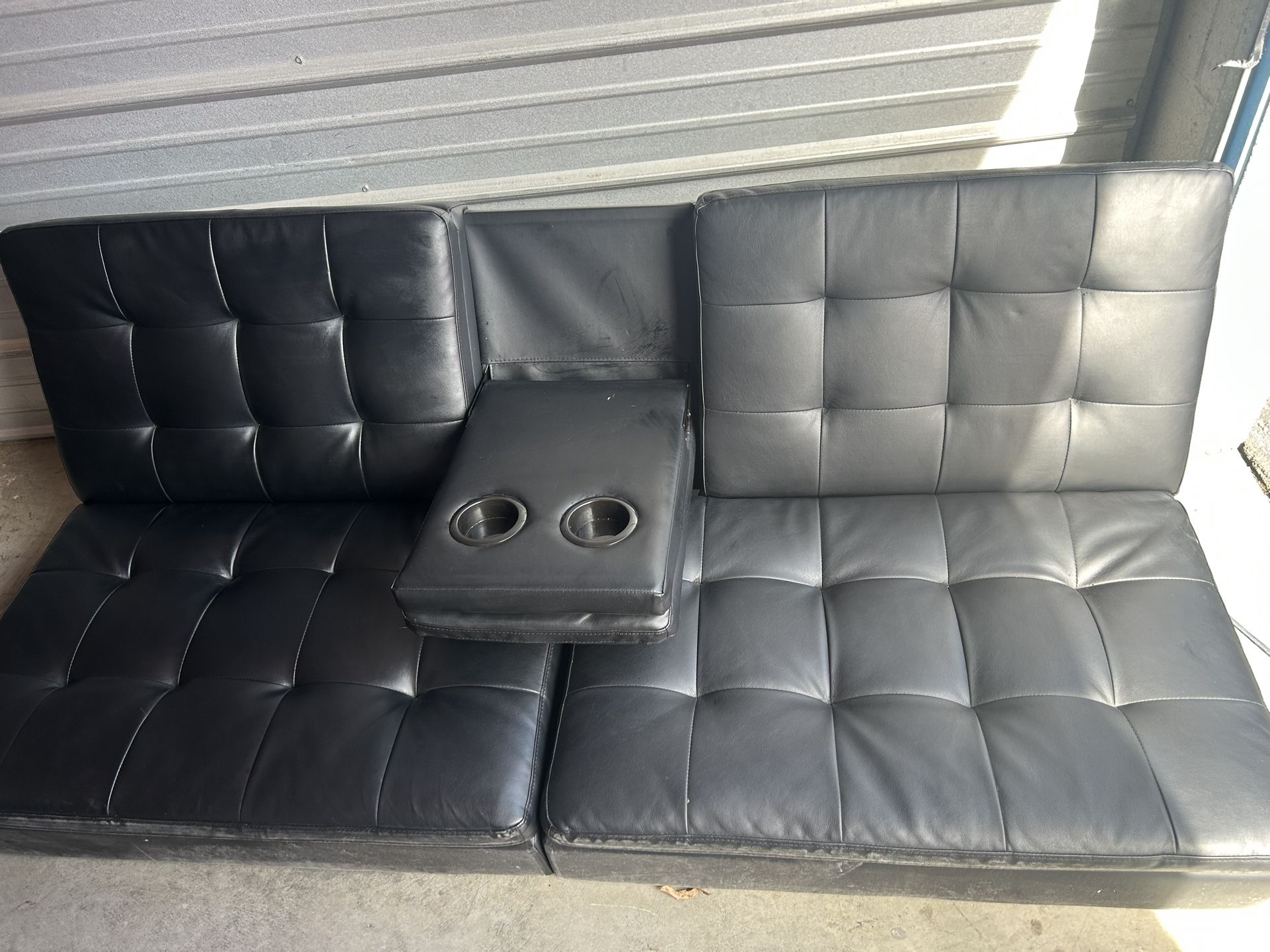 Black Leather Futon