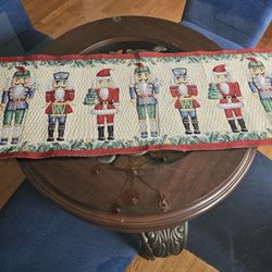$35.00 - 72" Christmas Tapestry Nutcracker Table Or Fireplace  Mantle Runner!  Like New Condition!