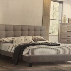 Grey Quilted Queen Bed frame + Mattress Included COMBO SPECIAL!!!