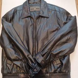 Members Only Genuine Leather Zip Up Men's Jacket Size Large 
