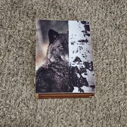 Vintage Lined Wolf Cedar Box Jewelry Cash Stash Collectibles