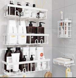 White shower caddy with 3 tiers and 2 hooks #shower #bathroom (13.0 × 5.5 × 3.1in ) package : 2.07 lb
