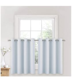 NICETOWN Grayish White Window Panels - Functional Kitchen Curtains Thermal Insulated Eyelet Top Room Darkening Curtain Panels