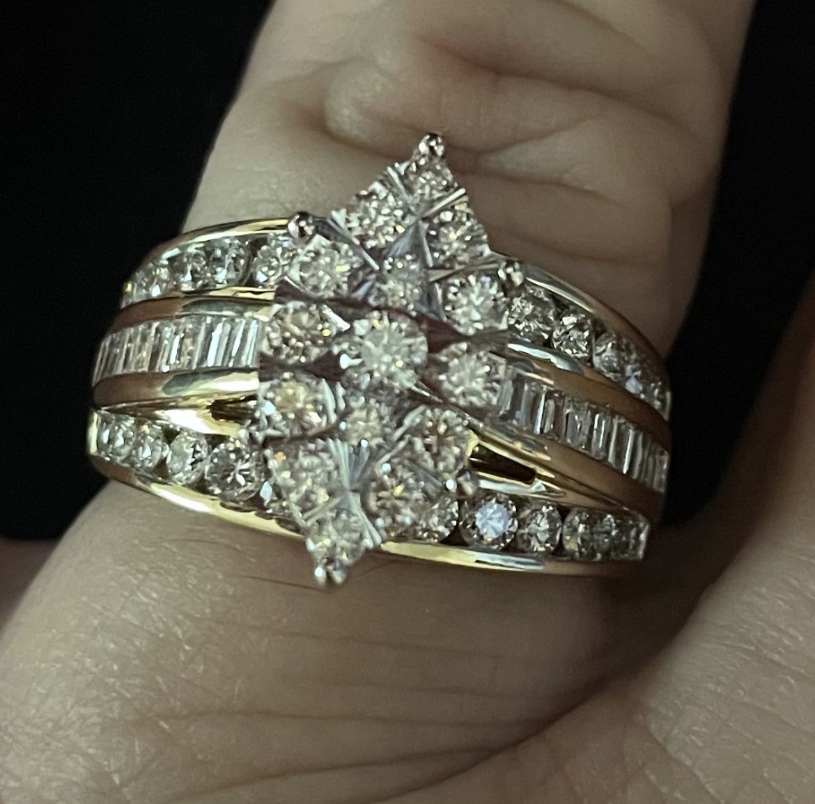 Engagement Ring DiamondsYellow & White Gold. 14 Kt. 1.46 Ct Weight 63 Diamond Stones $1,200.00