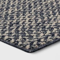 New 2'x7' Washable Weave Herringbone Runner Rug Indigo