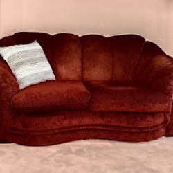 TWO Beautiful Burgandy High End Love Seat Couches - Rarely Used - No Wear