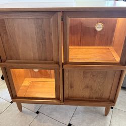 Oak, Сherry Solid Wood Four-Door Bookcase with Light, Magazine Cabinet,  Liquor Storage