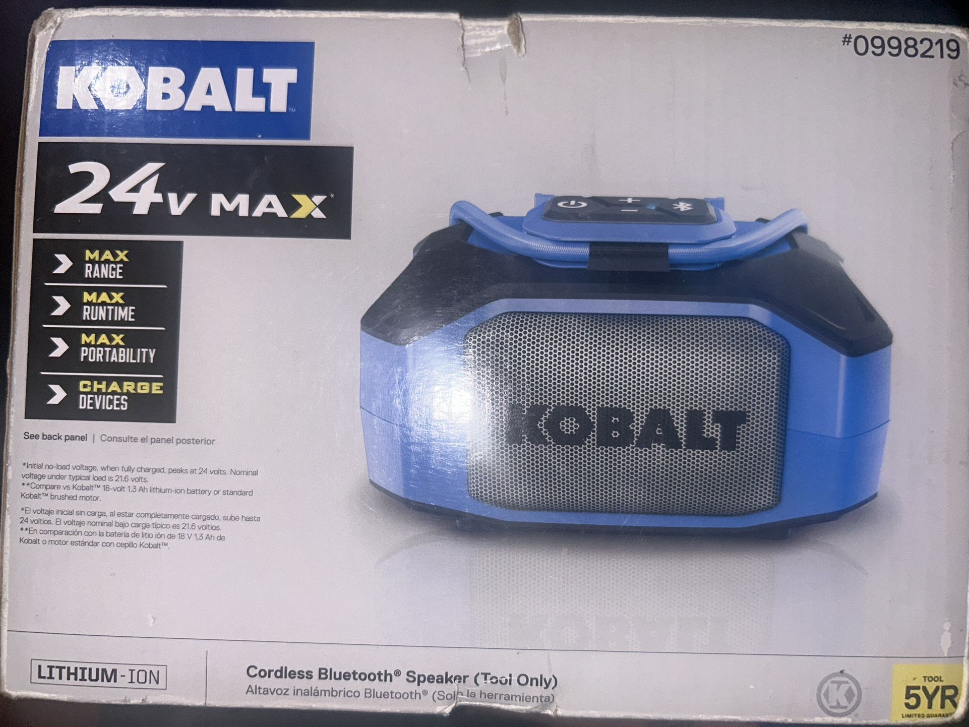 Kobalt Cordless Bluetooth Speaker/Portable Charger And Kobalt 4.0 Lithium-ion Batteries & Charger Kit