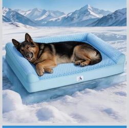 Cooling dog bed with PCM, instant pet sofa, Orthopedic foam bed