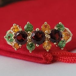 ❤️14k Size 7.75 Lovely Solid Yellow Gold Multi-Gemstone Cocktail Ring!/ Anillo de Oro con Piedras Preciosas! 👌🎁Post Tags: Anillo de Oro