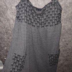 Grey And Black Jumper Dress With Suspenders 