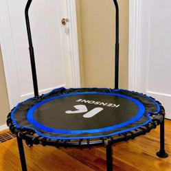 Indoor Exercise Trampoline with Adjustable Foam Handle Bar for Gym Workout, Home Fitness