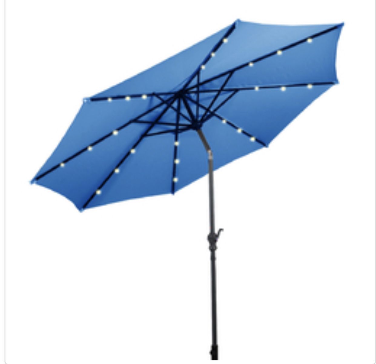 10 ft Patio Solar Umbrella with Crank and LED Lights-Blue - OP2805BL