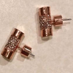 Michael KORS Rose Gold Pave Swarovski Crystal Bar stud earrings NWOT