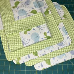 NEW Baby Shower Gift, Handmade Self Binding Flannel Blanket