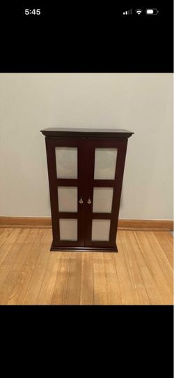 Cherry wood photo frame jewelry organizer cabinet