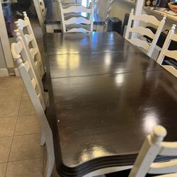 Solid Wood Kitchen Table With 6 Chairs 