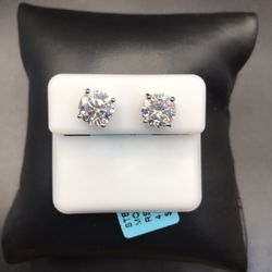 925 Sterling Silver 4.00CT Moissanite Stud Screw Back Earrings 