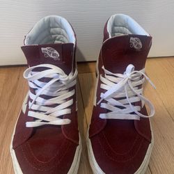 Maroon & White Vans 
