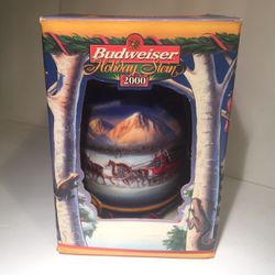 Budweiser Vintage Porcelain Beer Stein Christmas In The Mountains COA & Original Box Brand New! 