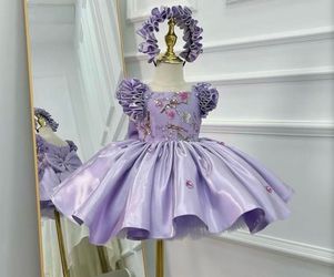 Girls' Dresses Flying Sleeve Puffy Princess Dresses Flower Girl Wedding Birthday Party Dresses size 12/18 months $50 or best offer