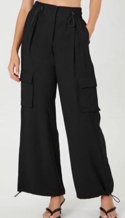 XL Black Wide-Leg Cargo Pants
