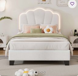 WHITE BED FRAME  WITH BUILT IN LIGHTING