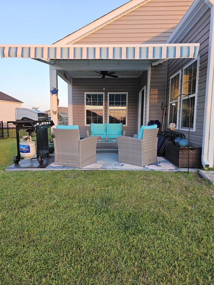 10 X 12 Blue/White Striped Awning
