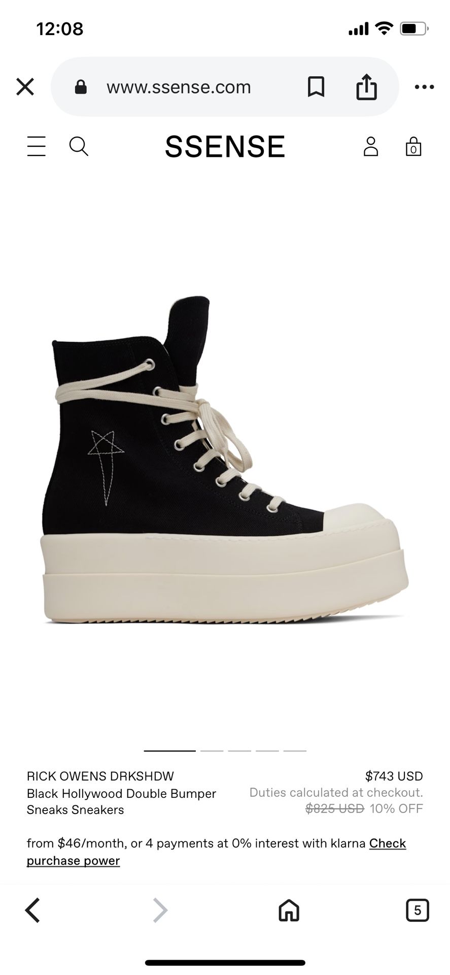 Rick Owens Hollywood DRKSHDW Double Bumper High