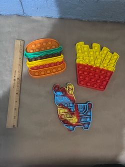 Popit sensory toys. Hamburger, French Fries, Llama