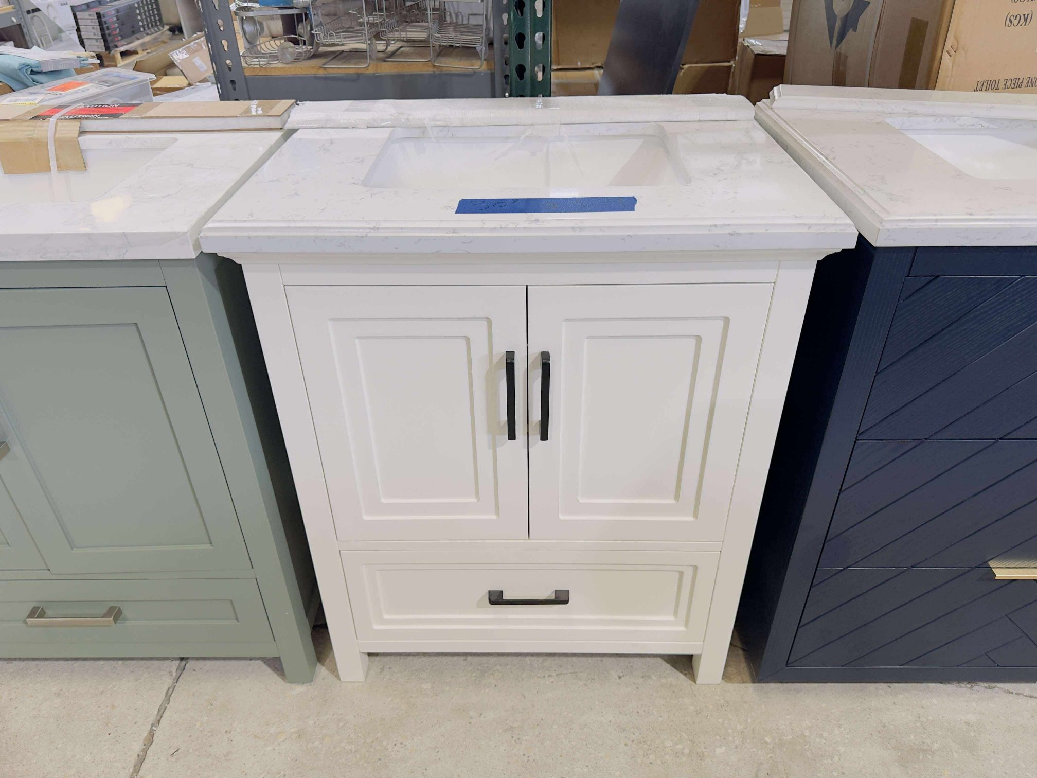 Brand New 30 in. W x 22 in. D Single Sink Bath Vanity in White with White Top $459