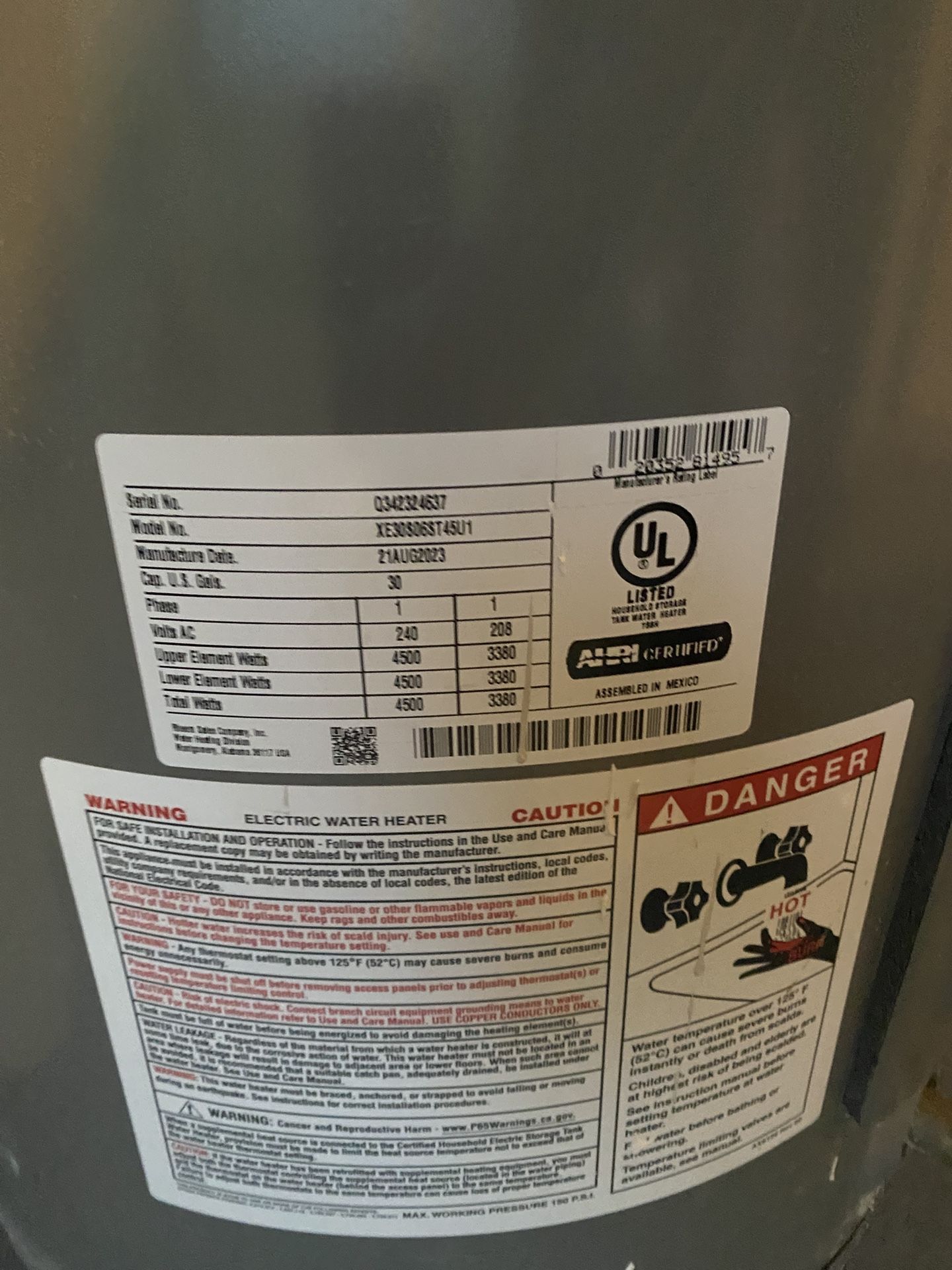30-gal Electric Water Heater