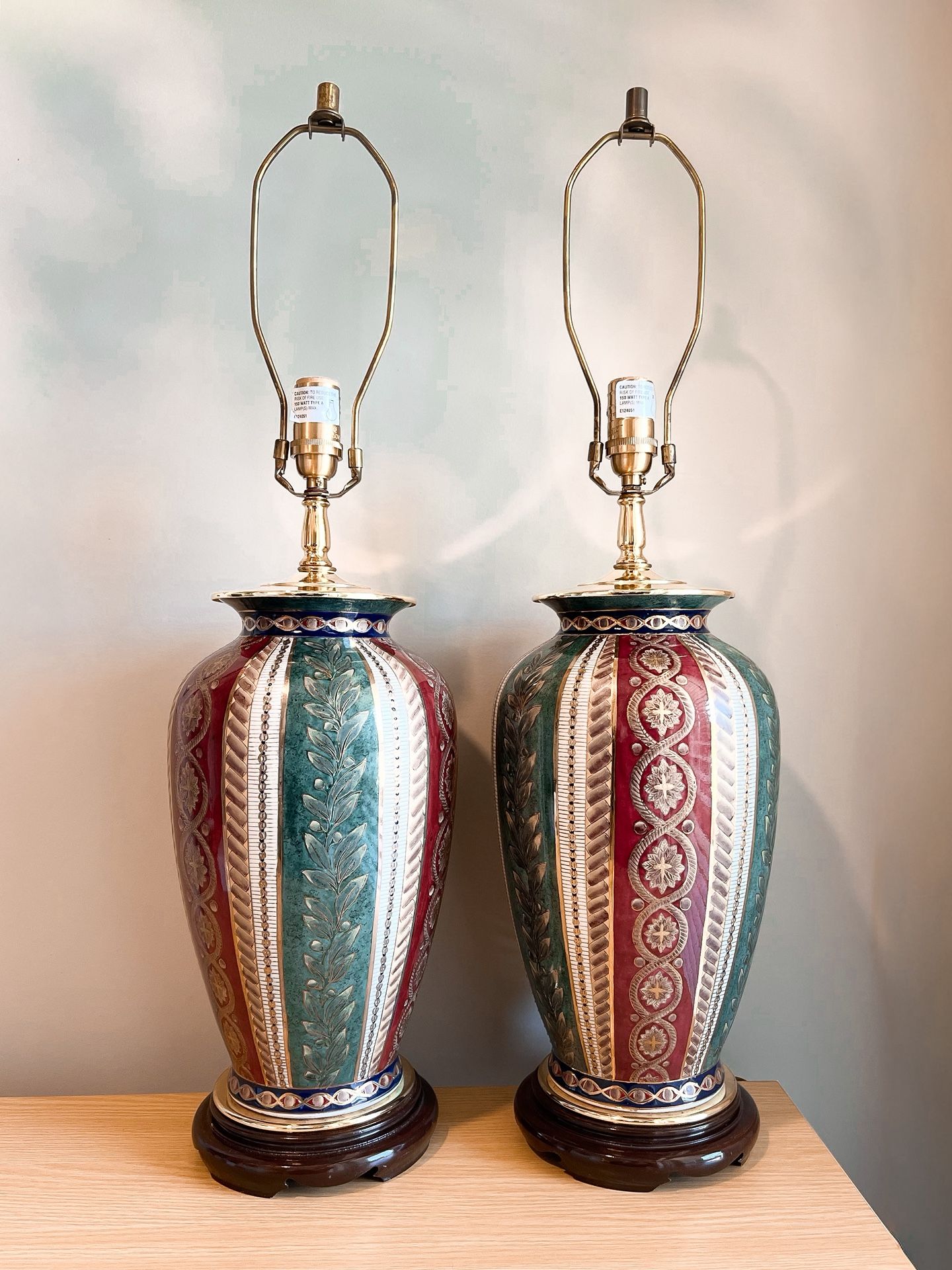 Chinese Oriental Accent Lamp Set Of Two