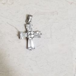 925 Stamped Silver Cross Pendant