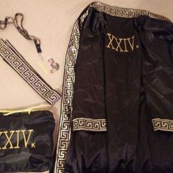 Bruno Mars 24K tour robe, VIP badge, belt and bag