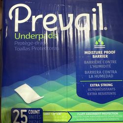 Prevail underpads bed pads lining - each packet has 25 underpads. Brand new packs.