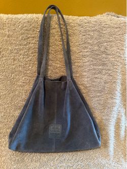 Haute Hippie Suede Leather Blue Triangle Hobo Bag and Interior Purse