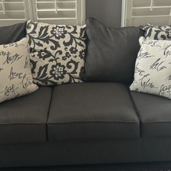 Gray Sofa & love Seat With Cushions 