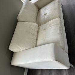 White Sofa Loveseat & Ottoman Living Room 3 Price Set (needs TLC)