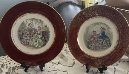 Victorian Imperial Salen China Gold Encrusted 23k Plates