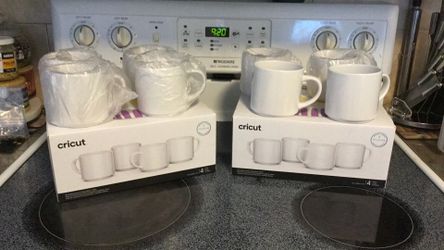 New Eight ceramic cups for coffee and tea. Color: white.